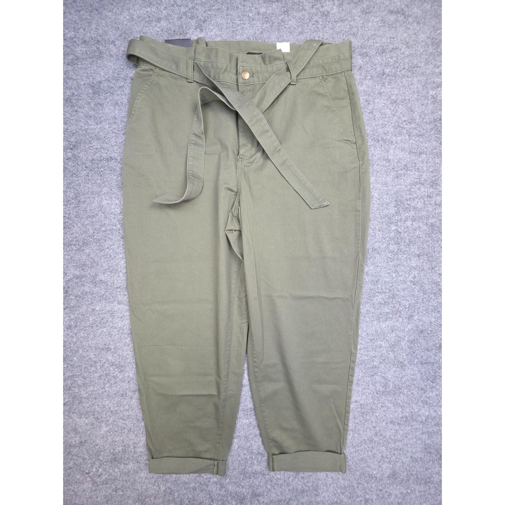 Banana Republic The Barrel Pant Size 18 Green High Rise Crop Belted NWT‎ *Mark